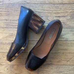 Dries Van Noten black patent/tortoise shell pumps